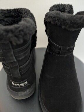 Koolaburra Kids Black Faux-Shearling Cuff Short Winter Boots